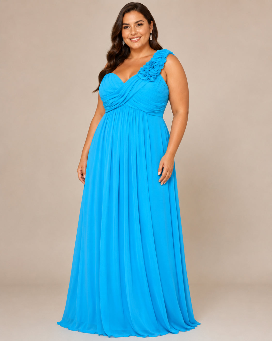 Turquoise Elegant Evening Gown - Turquoise (view 1)