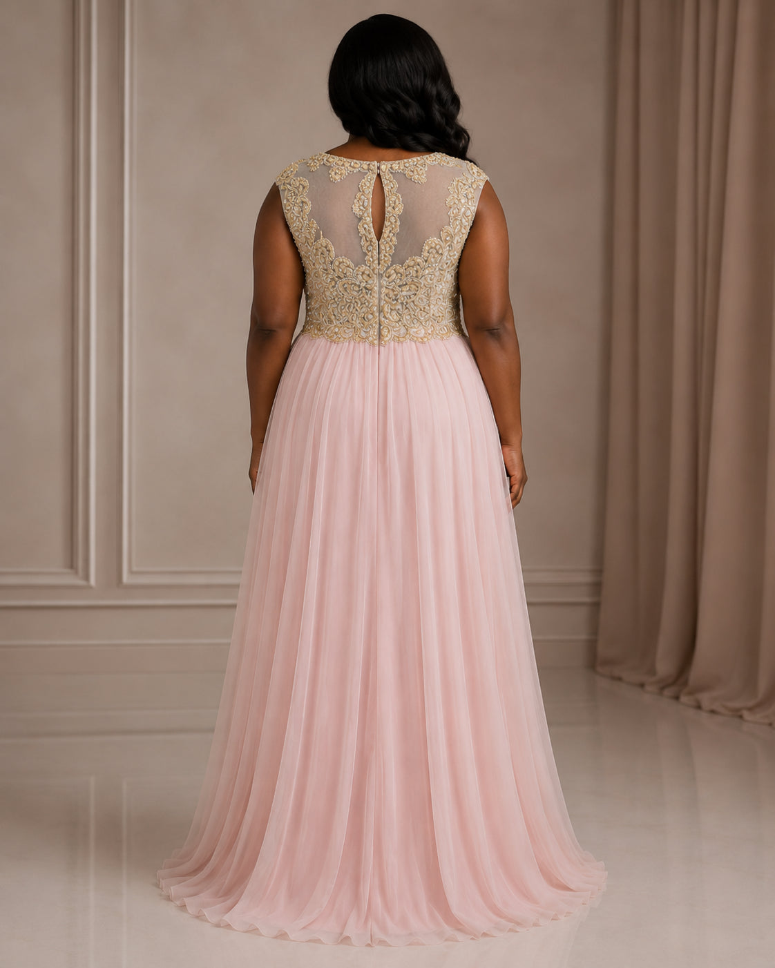Blush Draped Formal Gown - Blush (view 1)