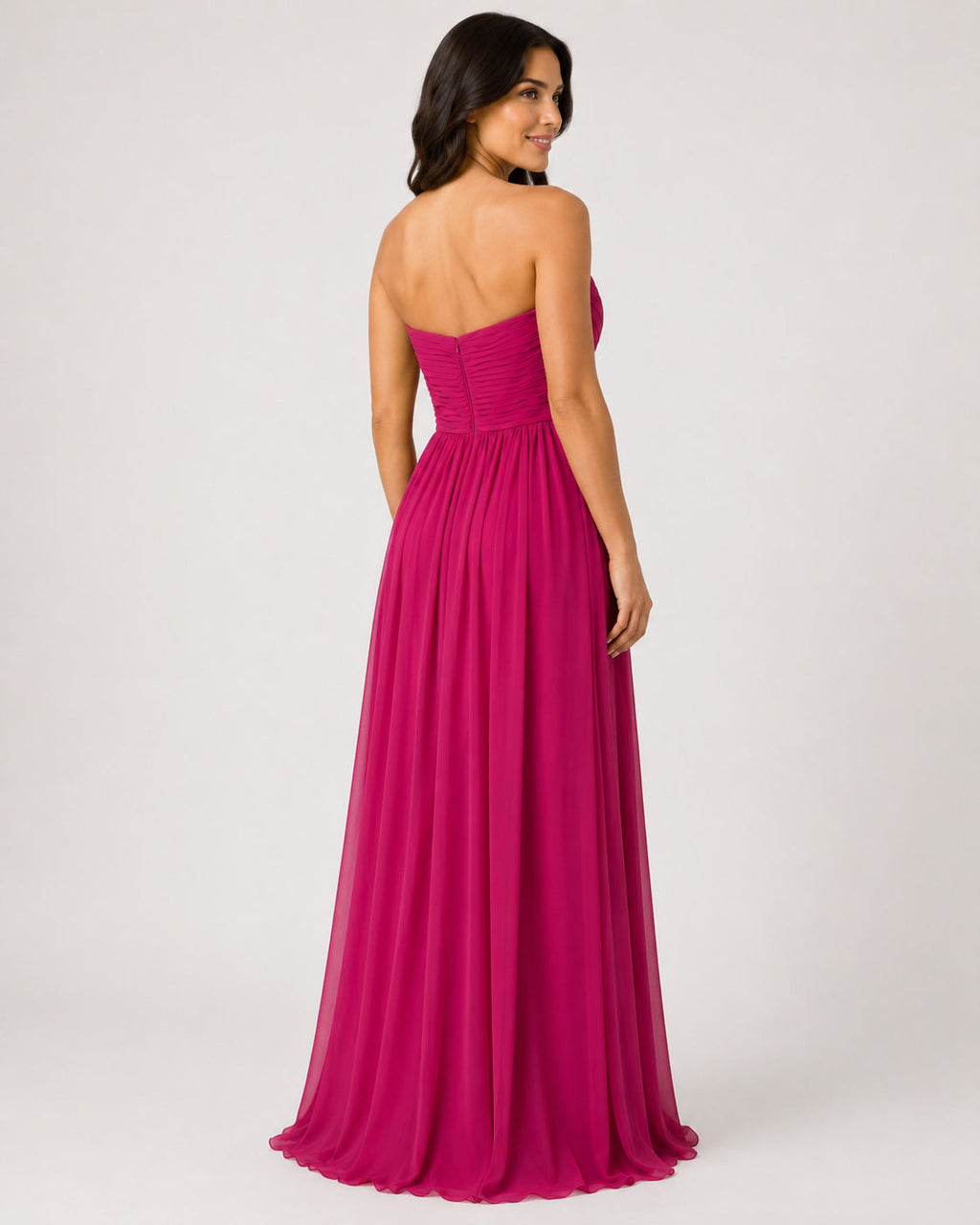 Fuchsia Strapless Sweetheart Gown - Fuchsia (view 5)