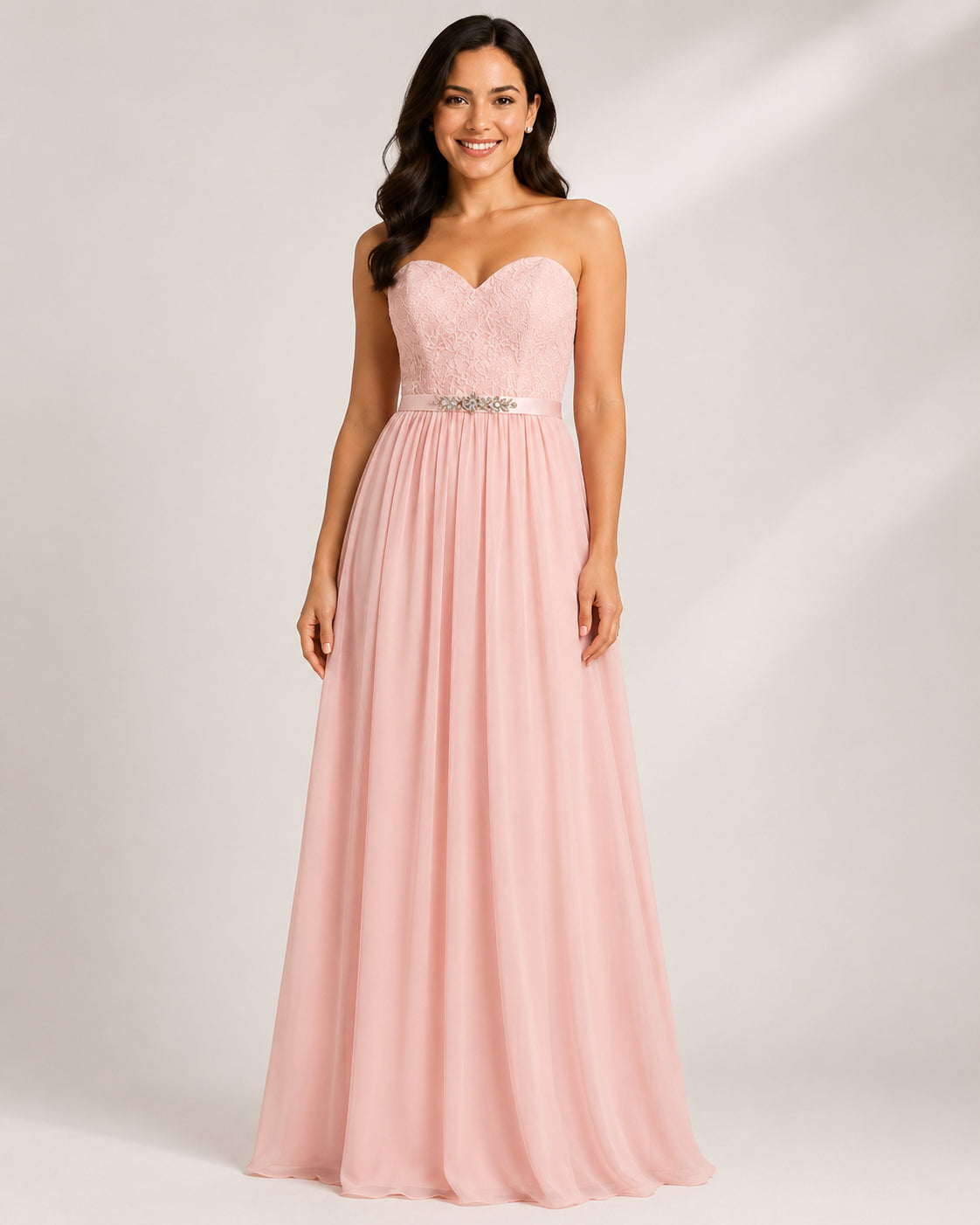 Blush Flowing Evening Gown - Blush (view 1)