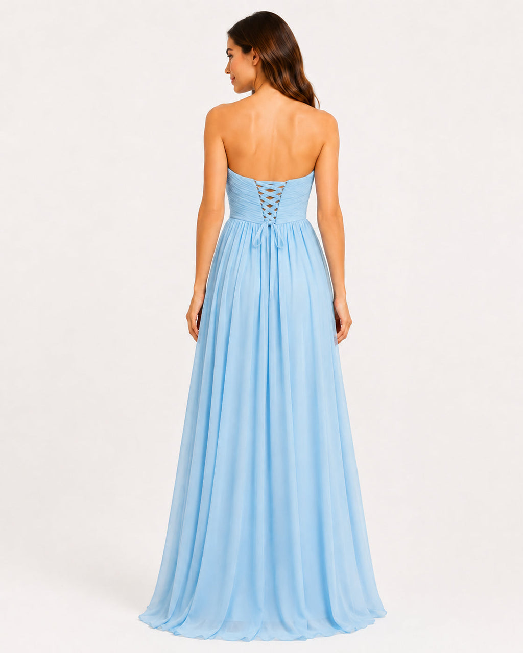 Sky Blue Chiffon Gown - Sky Blue (view 6)