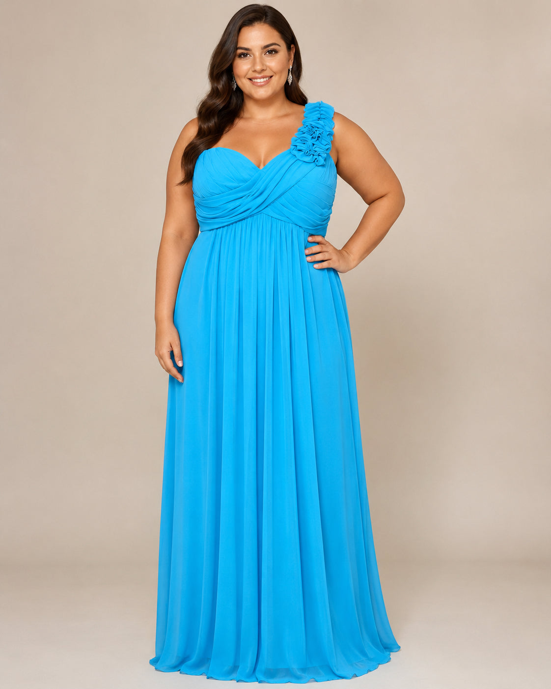 Turquoise Elegant Evening Gown - Turquoise (view 2)
