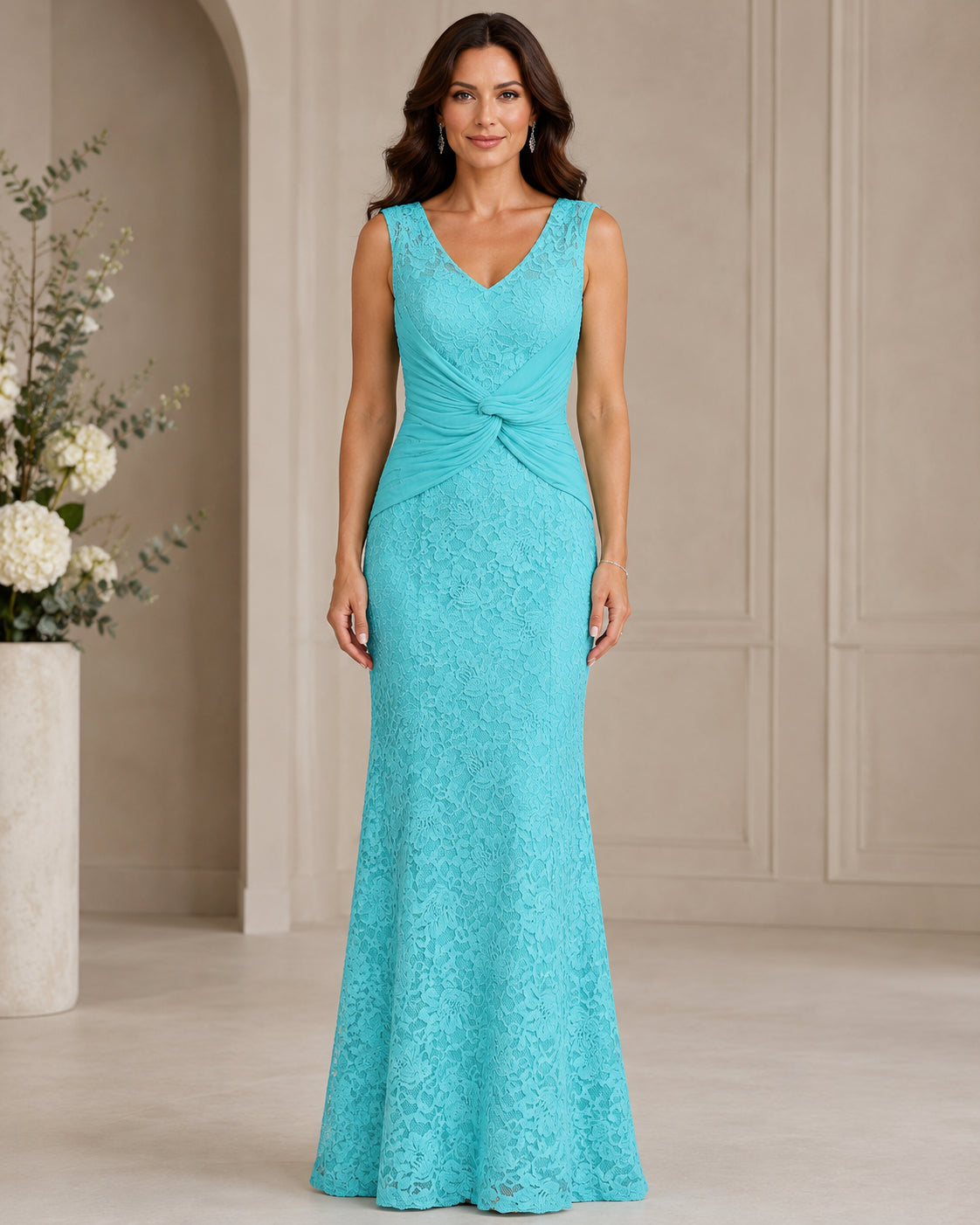 Turquoise Graceful Evening Gown - Turquoise (view 2)
