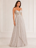 Silver Beaded Cascade Gown - Silver (view 1)