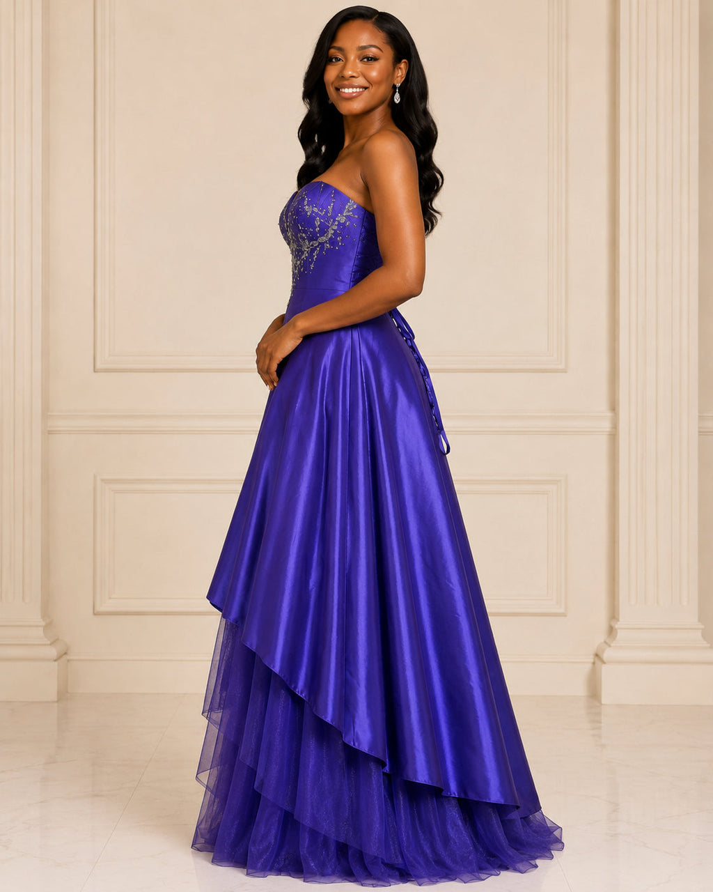 Royal Blue Chic Occasion Gown - Royal Blue (view 1)