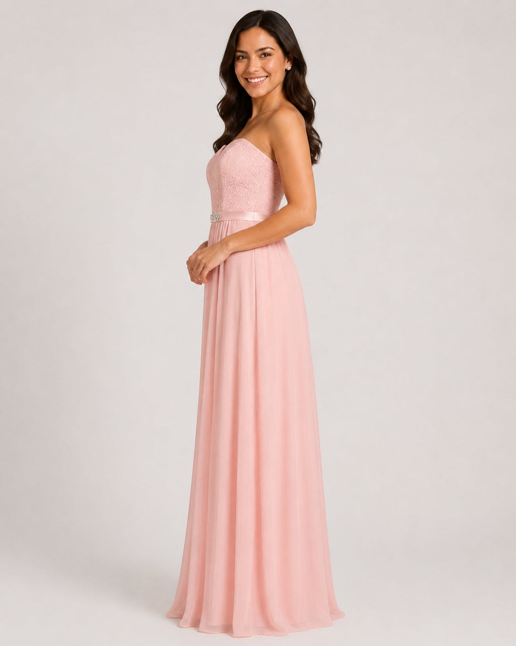 Blush Flowing Evening Gown - Blush (view 2)