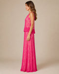 Pink Lace Column Gown - Pink (view 1)