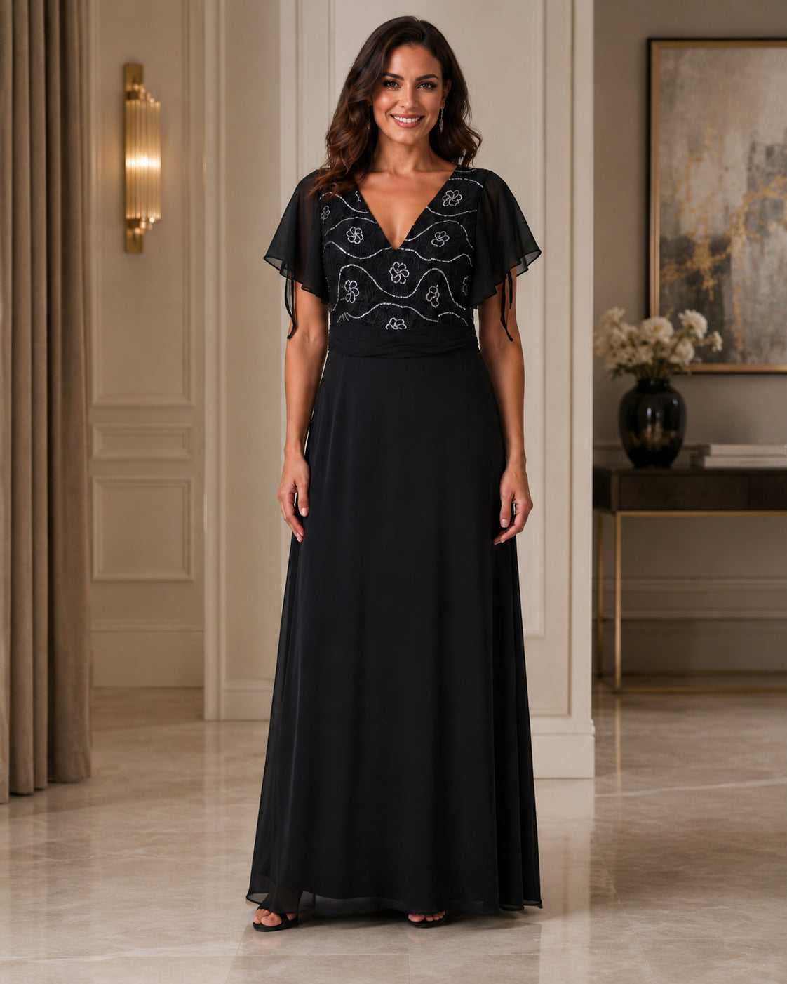 Burgundy Elegant Formal Gown - Burgundy (view 1)