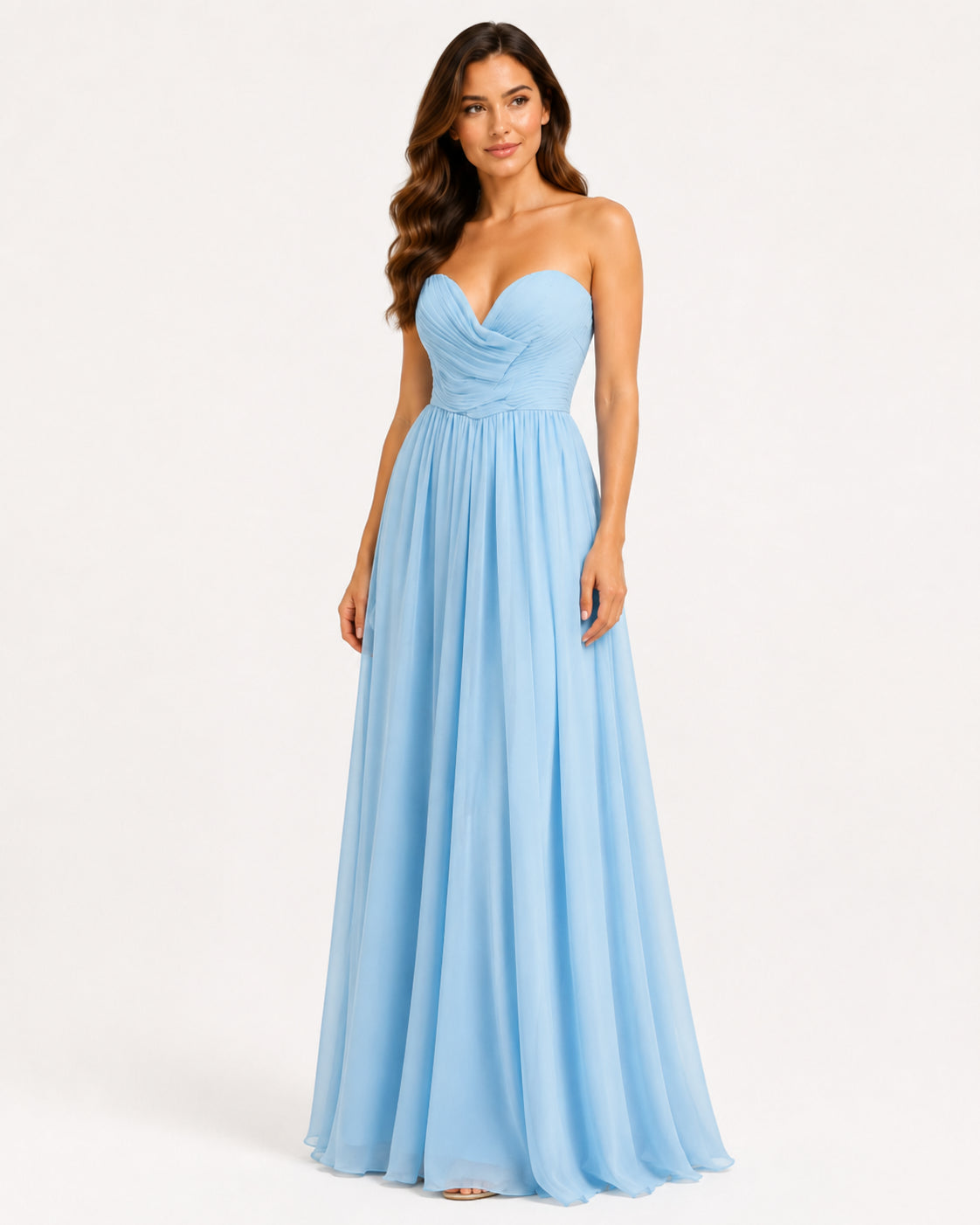 Sky Blue Chiffon Gown - Sky Blue (view 2)