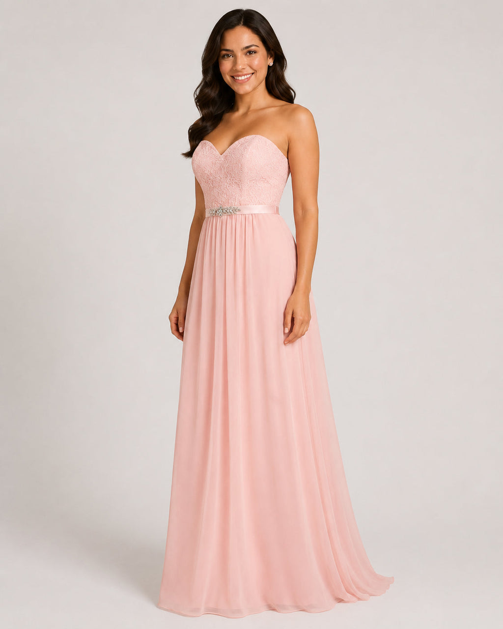 Blush Flowing Evening Gown - Blush (view 3)