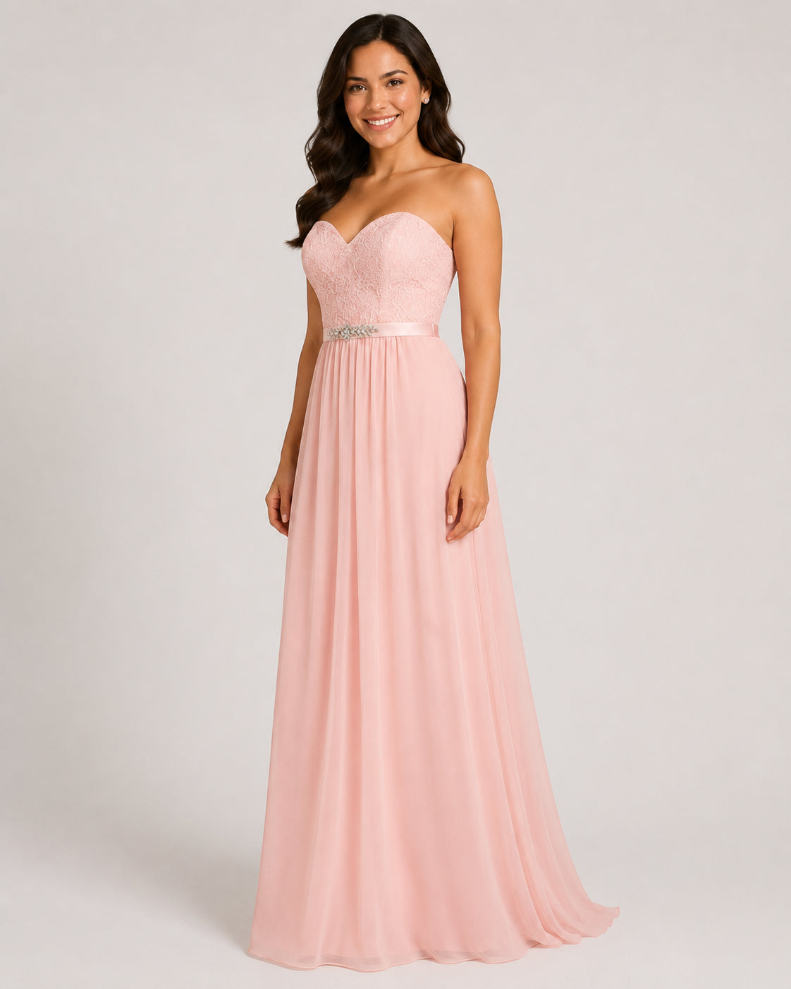 Blush Flowing Evening Gown - Blush (view 3)