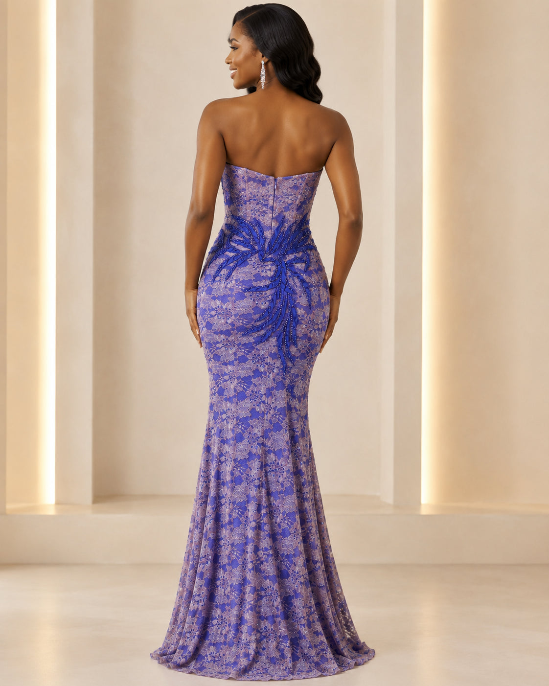 Purple Lace Mermaid Gown - Purple (view 5)