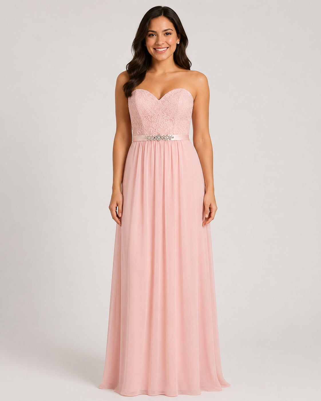 Blush Flowing Evening Gown - Blush (view 4)