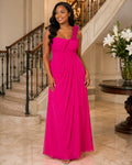 Hot Pink Rosette Shoulder Gown - Hot Pink (view 1)