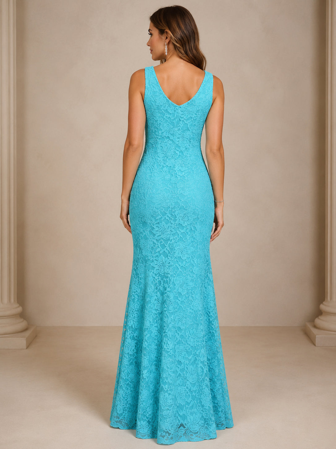 Turquoise Graceful Evening Gown - Turquoise (view 3)