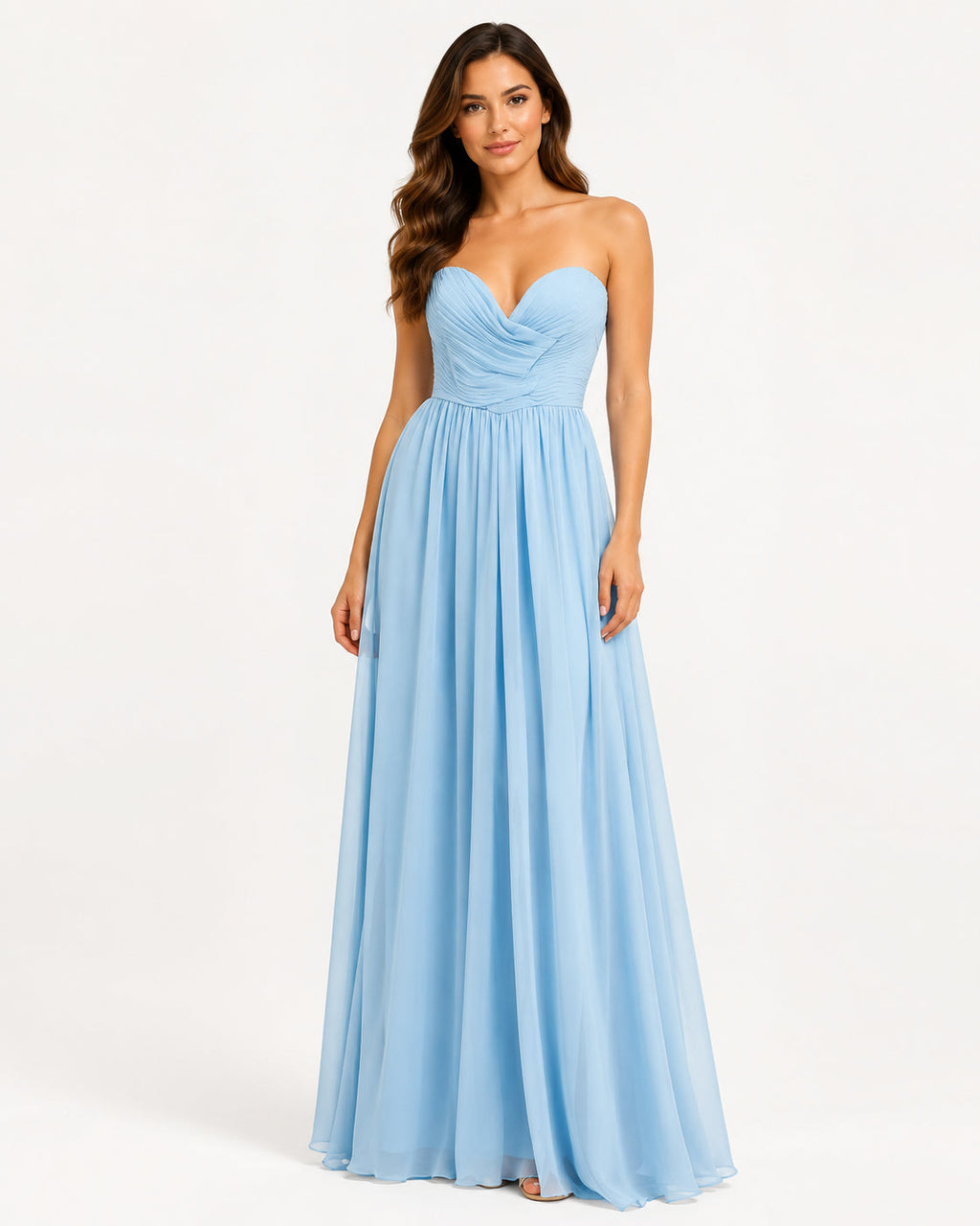 Sky Blue Chiffon Gown - Sky Blue (view 1)