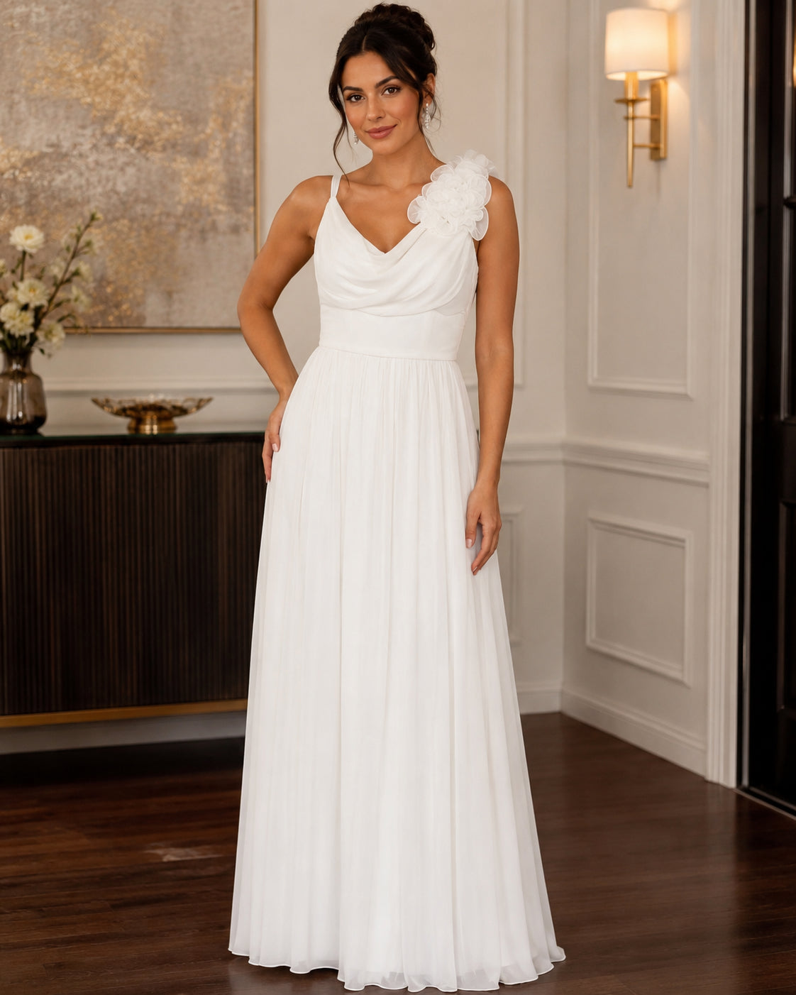 Ivory Flowing Bridesmaid Dress - Ivory (view 1)