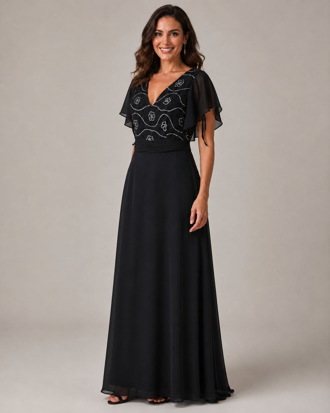 Black Floor-Length Formal Gown - Black (view 2)