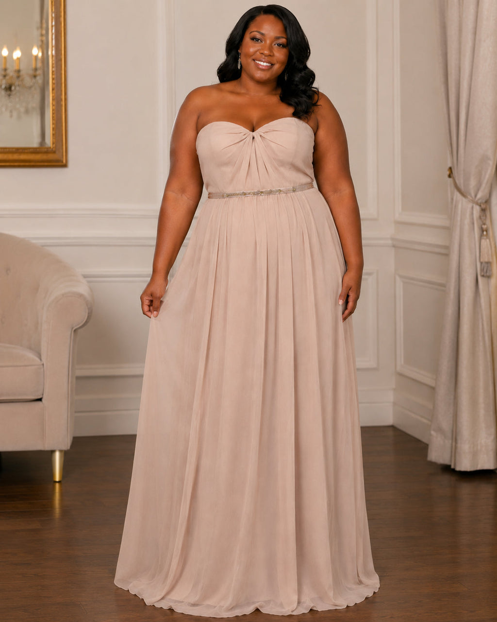 Blush Graceful Occasion Gown - Blush (view 2)