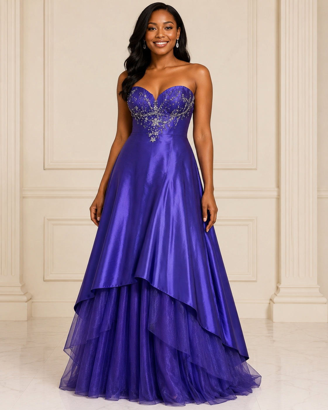 Royal Blue Chic Occasion Gown - Royal Blue (view 2)