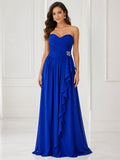Royal Blue Chiffon Cascade Gown - Royal Blue (view 1)