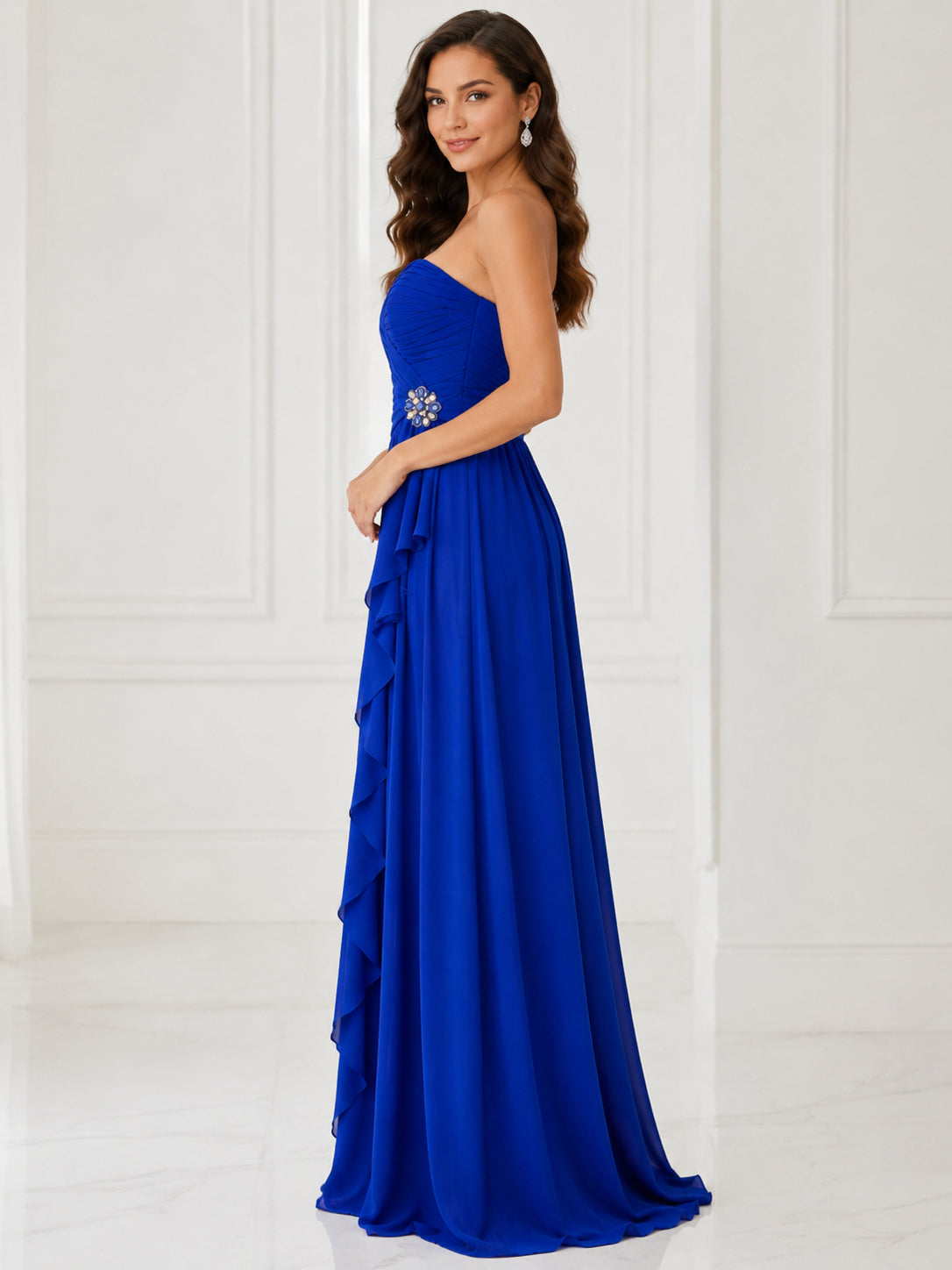 Royal Blue One-Shoulder Gown - Royal Blue (view 1)