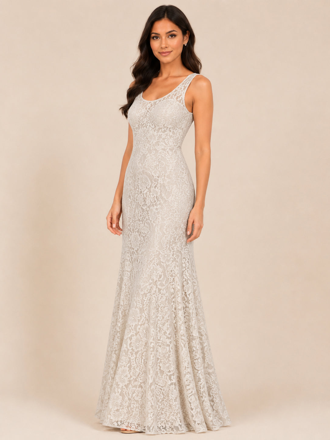 Ivory Lace Mermaid Gown - Ivory (view 1)