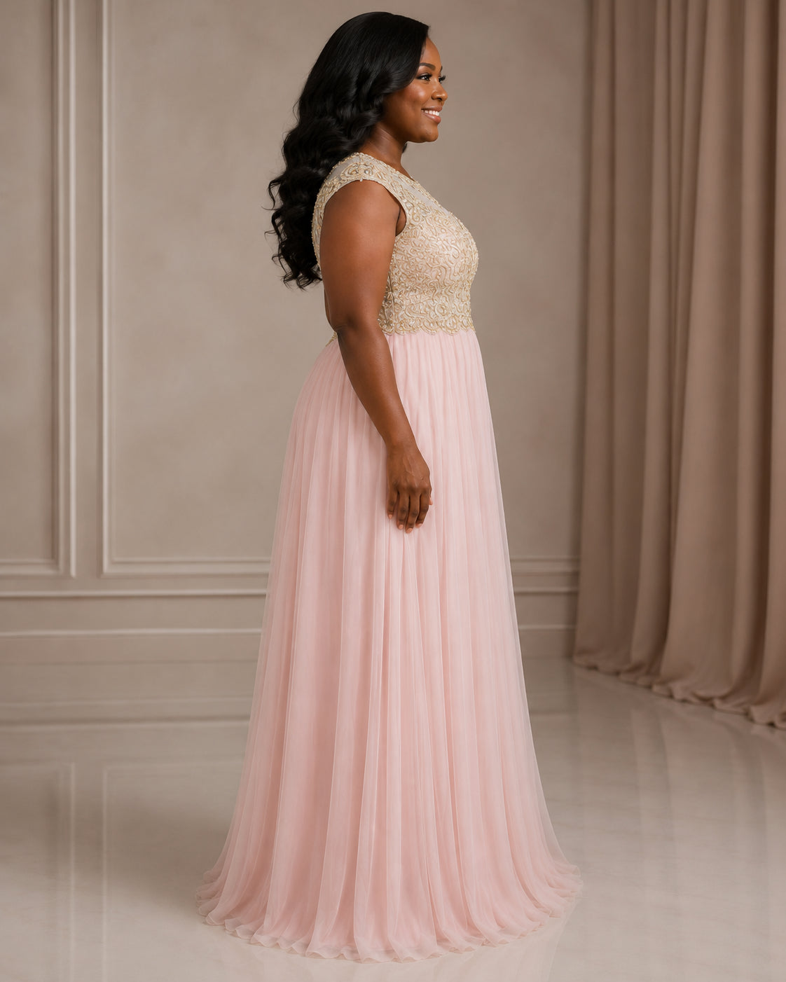 Blush Elegant Prom Gown - Blush (view 1)