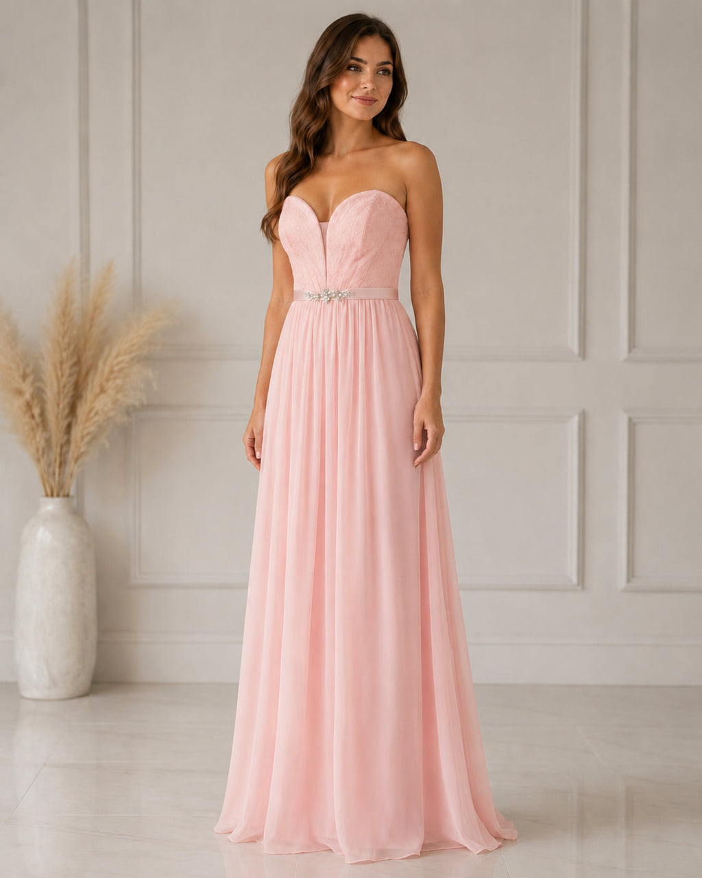 Coral Flowing Evening Dress - Coral (view 1)