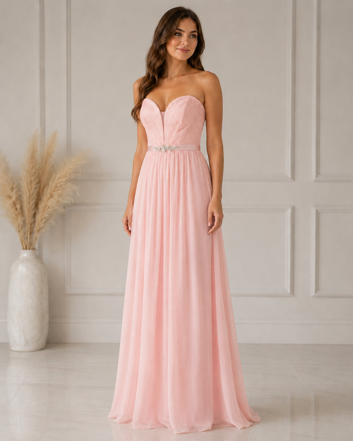 Coral Flowing Evening Dress - Coral (view 1)