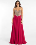 Red One-Shoulder Beaded Gown - Red (view 1)
