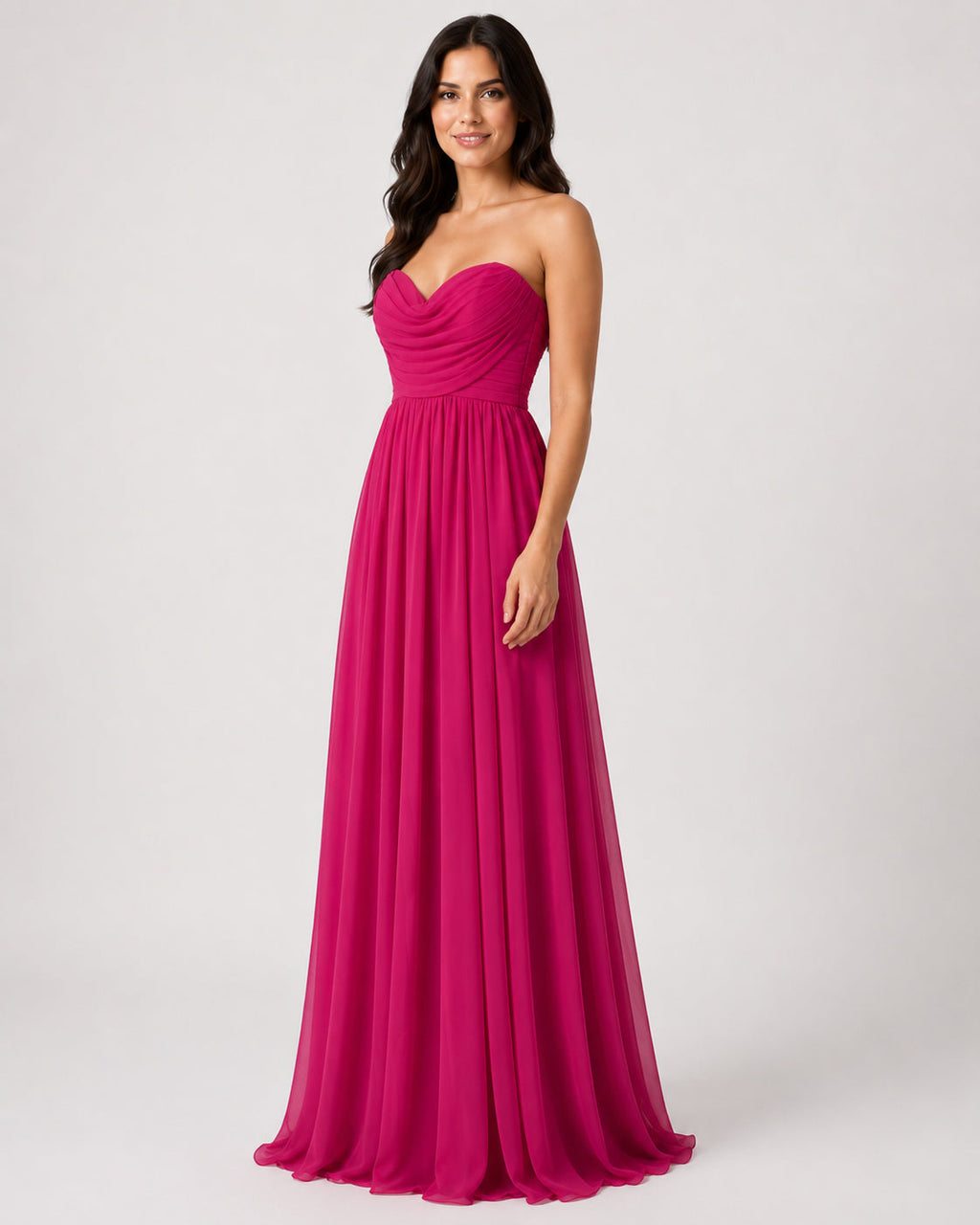 Fuchsia Strapless Sweetheart Gown - Fuchsia (view 4)