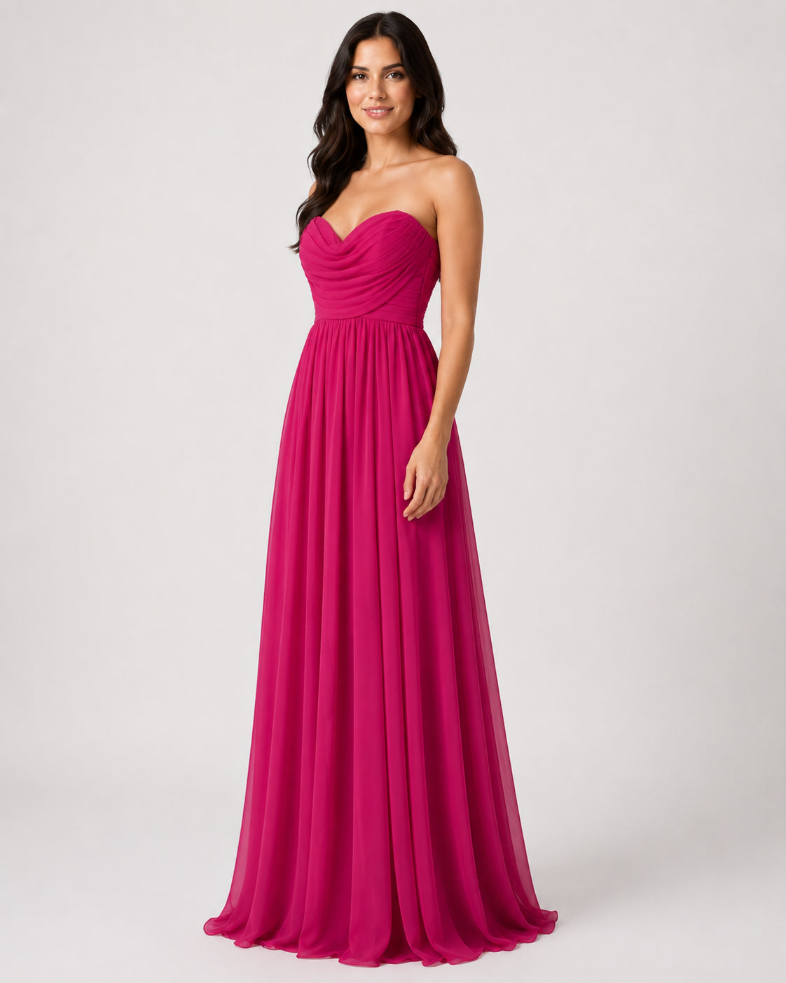 Fuchsia Strapless Sweetheart Gown - Fuchsia (view 4)