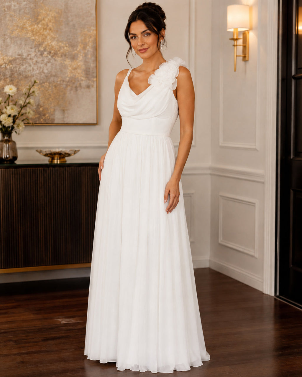 Ivory Flowing Bridesmaid Dress - Ivory (view 2)