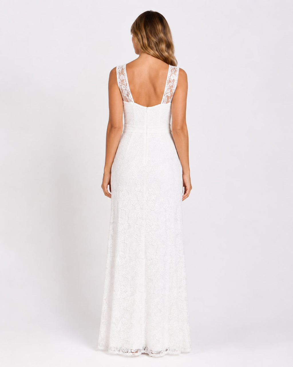 Ivory Floral Lace Column Bridal Gown - Alternate View 2 | Afayi Commerce