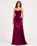 Magenta Satin Ruched Mermaid Gown - Front View | Afayi Commerce