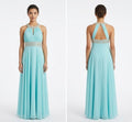 Aqua Halter Beaded Gown - Front View | Afayi Commerce