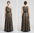 Black & Gold Lace A-Line Gown - Front View | Afayi Commerce