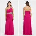 Fuchsia One-Shoulder Beaded Gown - Front View | Afayi Commerce
