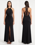 Black Twist-Front Jersey Gown - Front View | Afayi Commerce