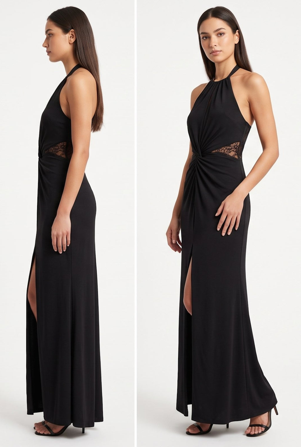 Black Twist-Front Jersey Gown - Alternate View 2 | Afayi Commerce