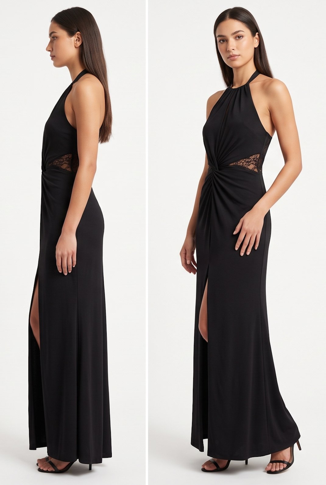 Black Twist-Front Jersey Gown - Alternate View 2 | Afayi Commerce