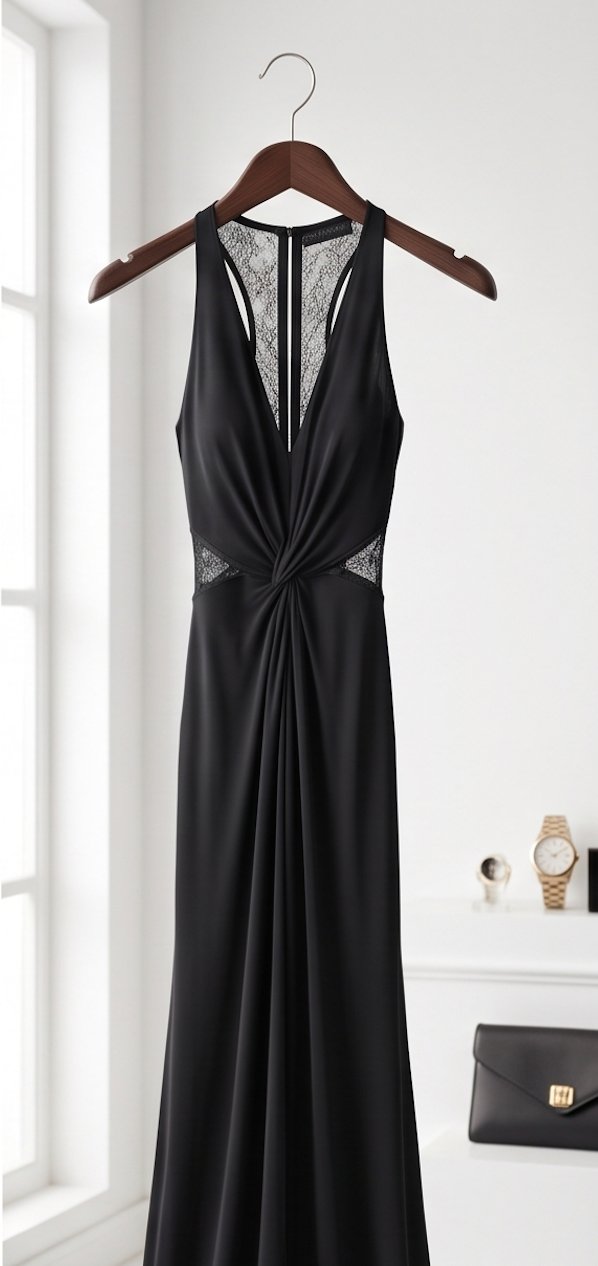 Black Twist-Front Jersey Gown - Alternate View 1 | Afayi Commerce