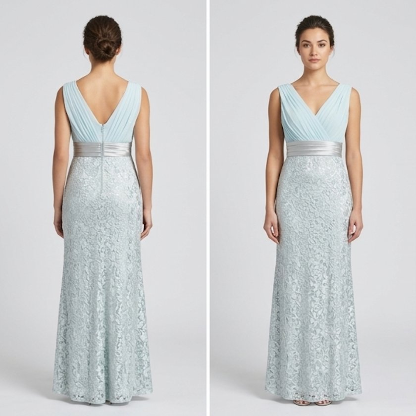 Powder Blue Lace Gown - Alternate View 1 | Afayi Commerce