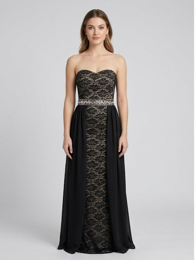 Black Lace Sweetheart Overlay Gown - Alternate View 1 | Afayi Commerce