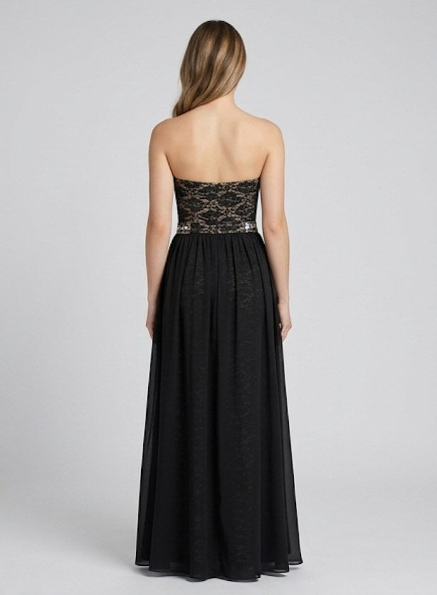 Black Lace Sweetheart Overlay Gown - Alternate View 2 | Afayi Commerce