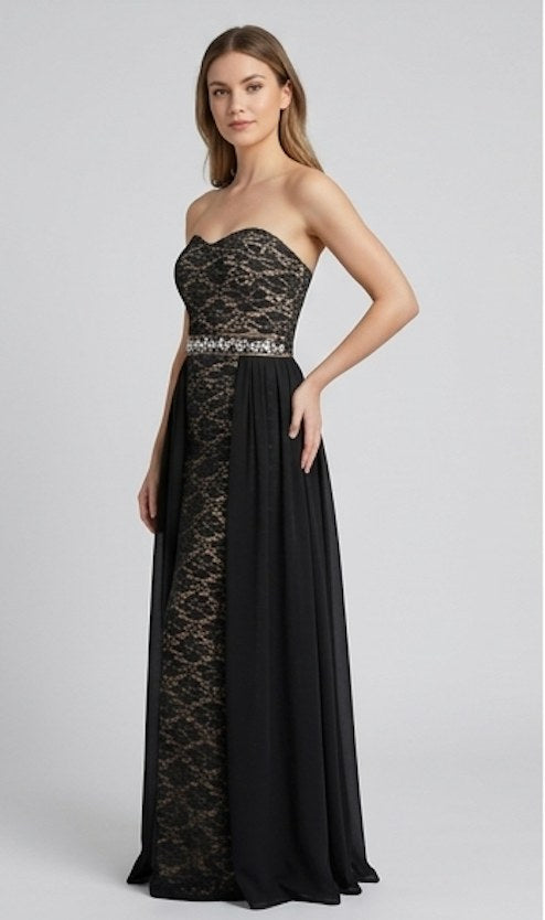 Black Lace Sweetheart Overlay Gown - Alternate View 3 | Afayi Commerce