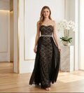 Black Lace Sweetheart Overlay Gown - Front View | Afayi Commerce