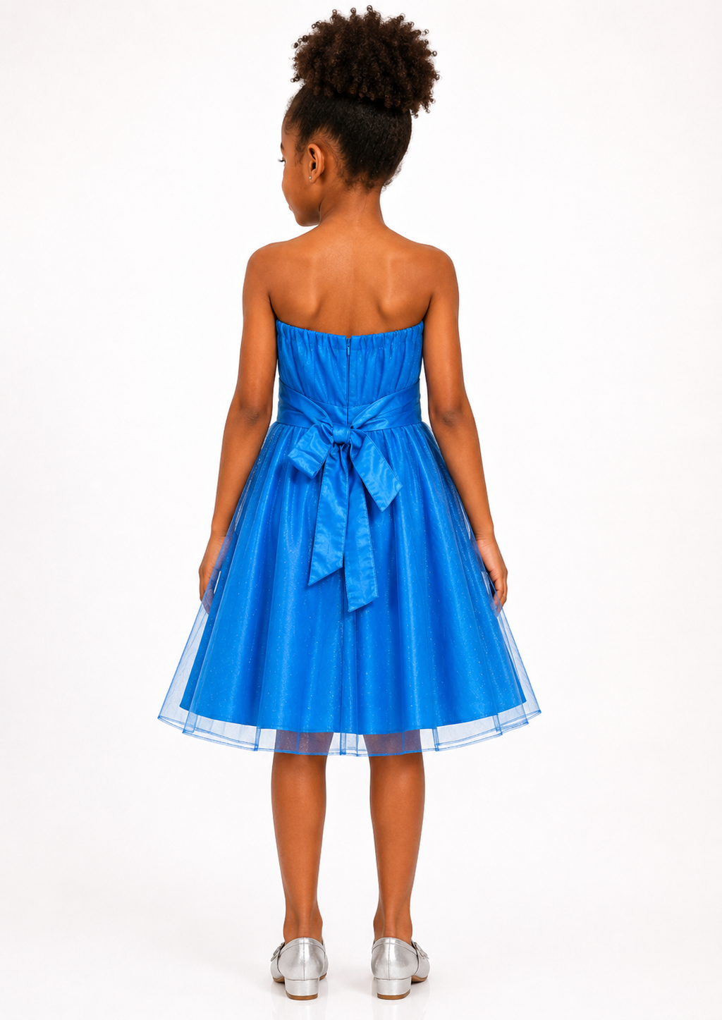 Girls Royal Blue Rhinestone Tulle Party Dress