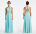 Aqua Halter Beaded Gown